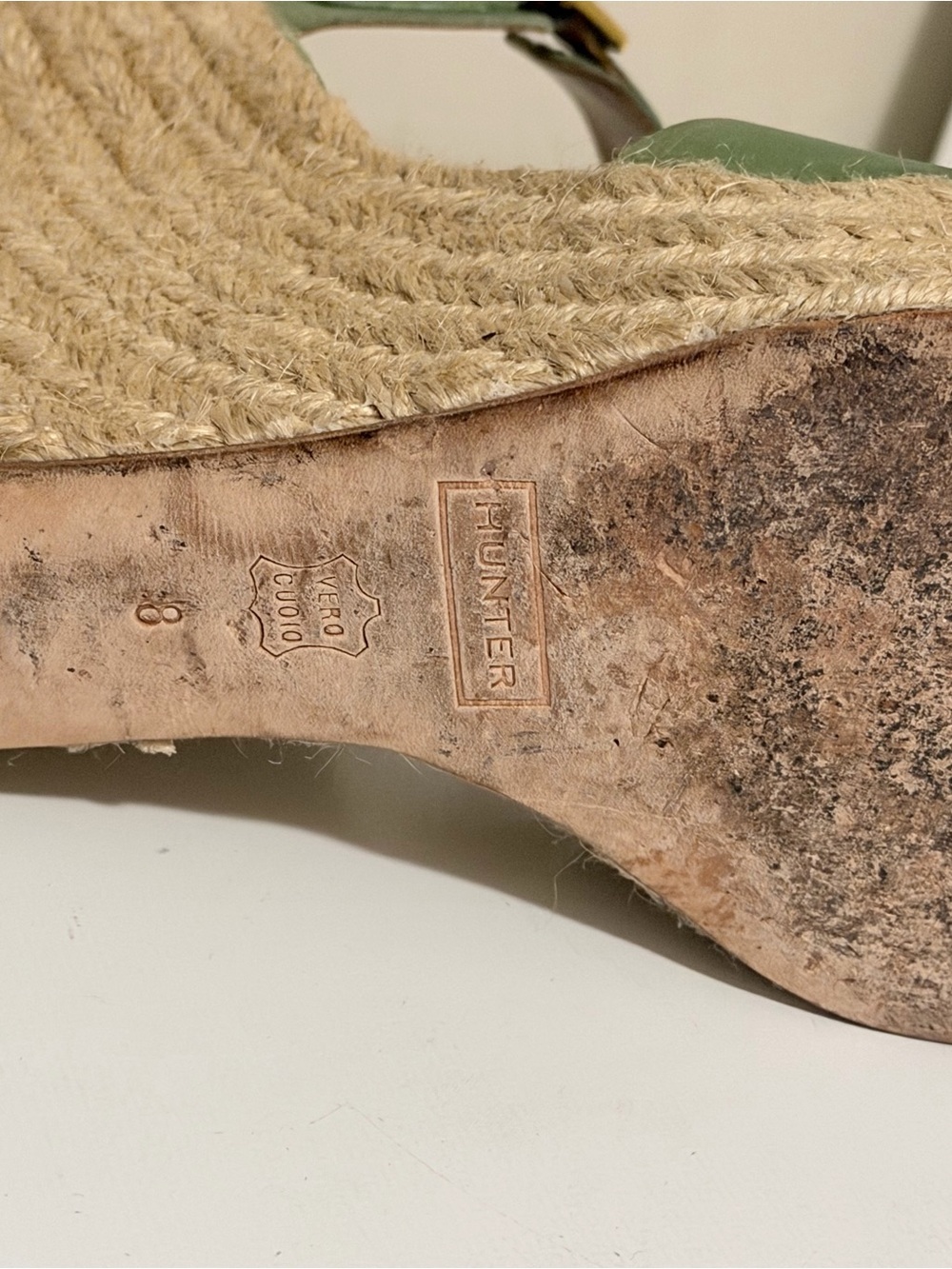 Hunter Olive Green Espadrille Wedge Sandals - Picture 8 of 8